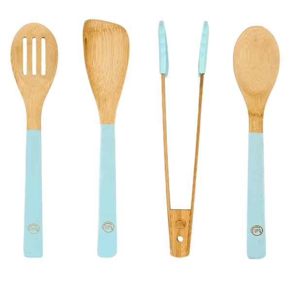 Set 4 Utensilios Bambu Menta@