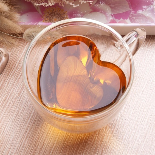 Taza con forma de corazón doble pared de Borosilicato 250 ml @