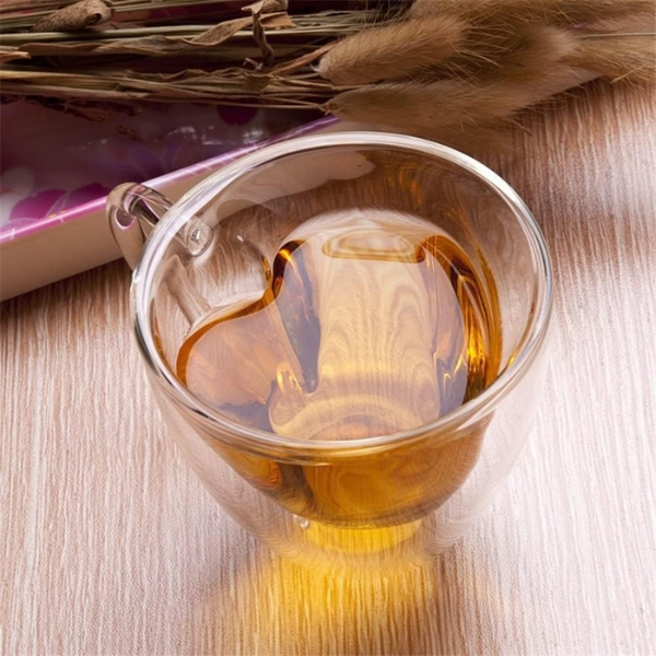 Taza con forma de corazón doble pared de Borosilicato 250 ml @