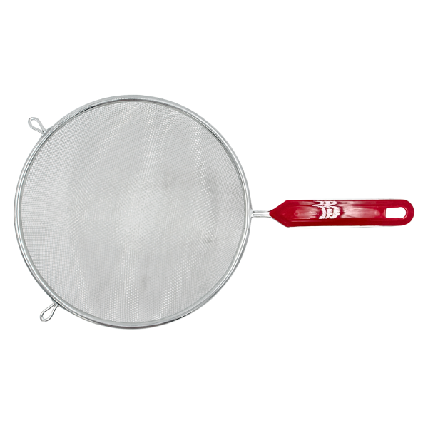 Colador Cromado 20 Cm Mango De Plastico Rojo