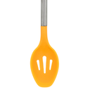 Cuchara Ranurada Naranja con mango de acero y punta de silicon@