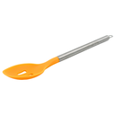 Cuchara Ranurada Naranja con mango de acero y punta de silicon@