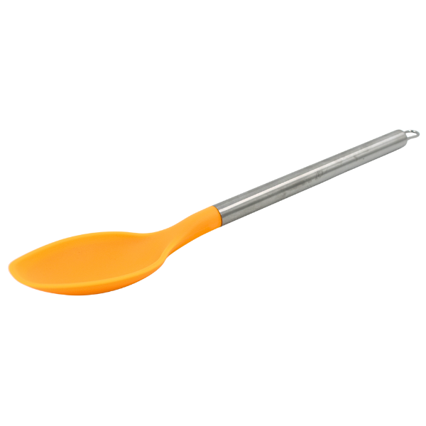 Cuchara  Naranja con mango de acero y punta de silicon@