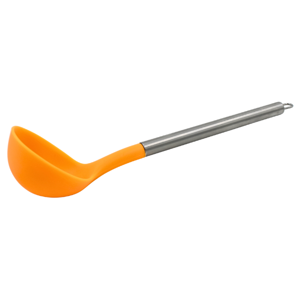 Cucharón  Naranja con mango de acero y punta de silicon@