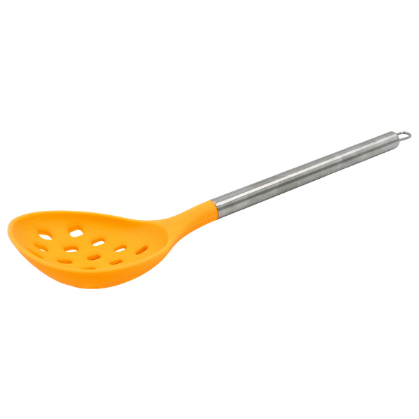 Espumadera Naranja con mango de acero y punta de silicon@