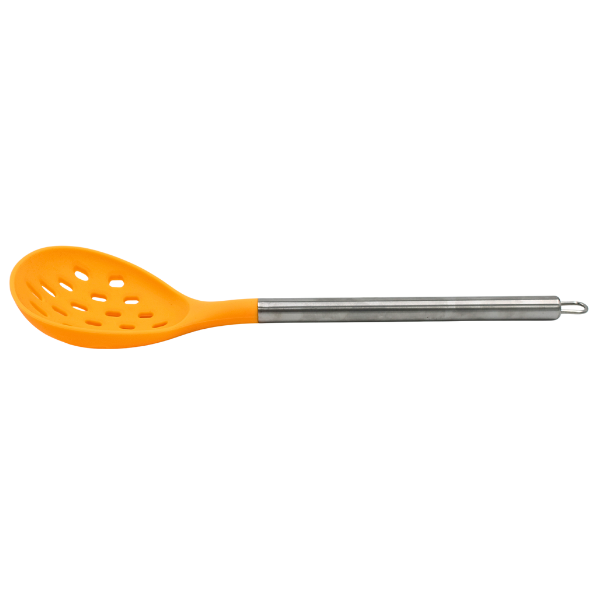 Espumadera Naranja con mango de acero y punta de silicon@