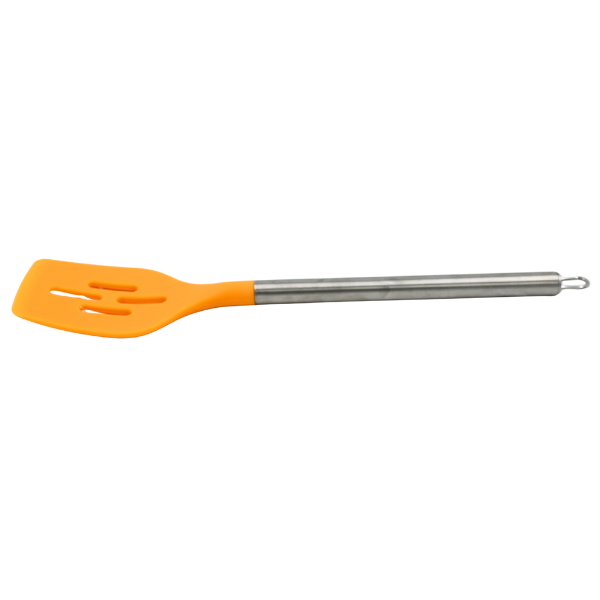 Volteador Ranurado Naranja con mango de acero y punta de silicon@