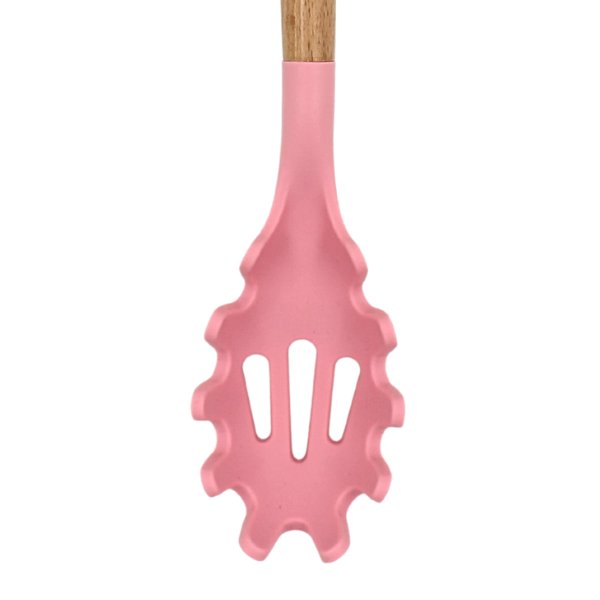 Cuchara para spaguetti Rosa con mango de madera y punta de silicon@