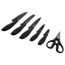 Bloque de cuchillos 7pz Hoja acero inoxidable con recubrimiento antiadherente, mango ergonomico@