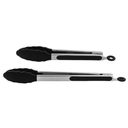 Juego de pinzas 23 y 30 cm de Acero inoxidable, con insertos de silicón negro@