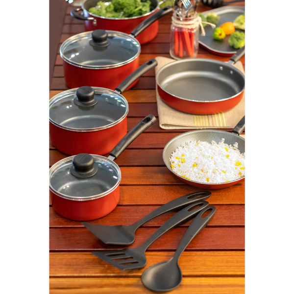 Batería de Cocina Tramontina Primeware Roja 18 Piezas