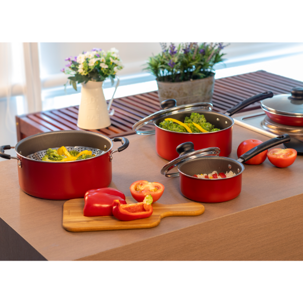 Batería de Cocina Tramontina Primeware Roja 18 Piezas