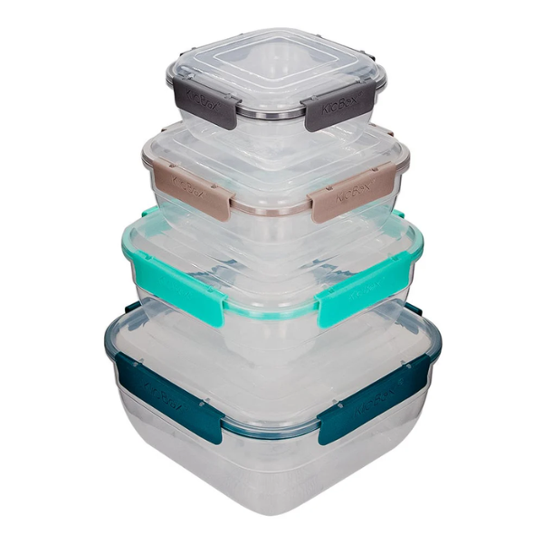 Juego de 4 contenedores cuadrados de plástico (36)