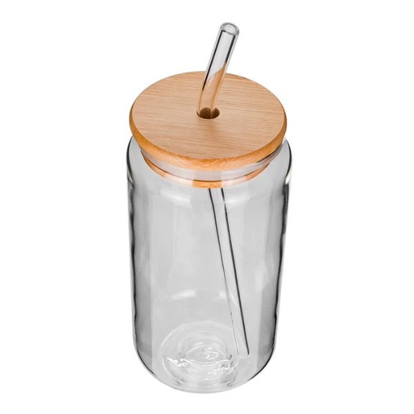 Juego de 2 vasos de vidrio con popote y tapa 535 ml Home Sweet Home ATH-925 (24)