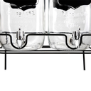 Juego de 2 Despachadores de Vidrio 4 L  cada uno, con base doble metalica color negro    MOD. ATA1128