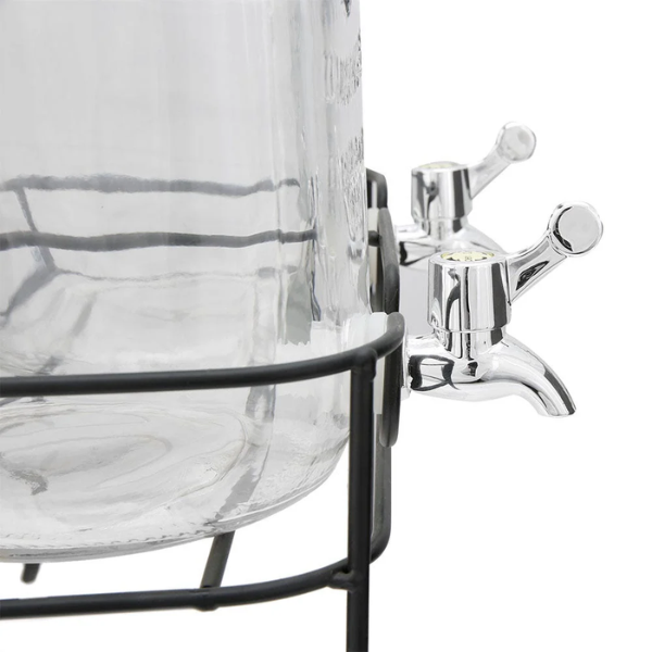 Juego de 2 Despachadores de Vidrio 4 L  cada uno, con base doble metalica color negro    MOD. ATA1128