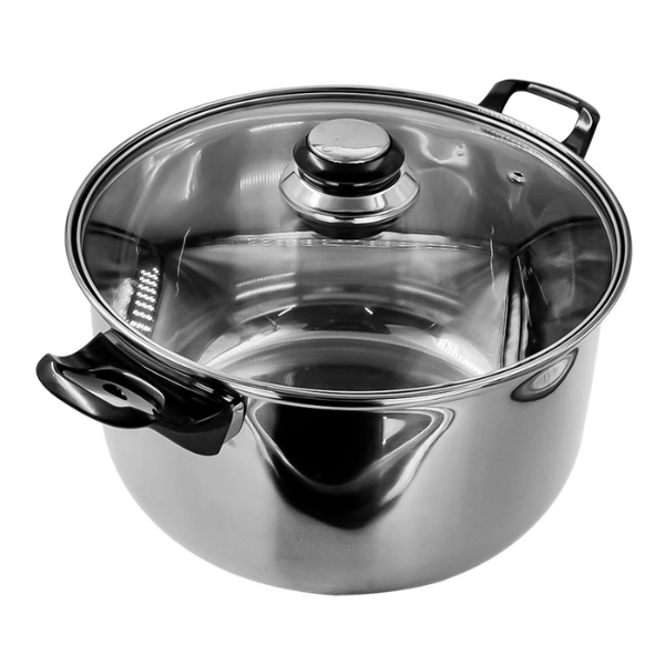 Olla baja con tapa de vidrio 24 x 13 cm acero inoxidable Qualite Basic MOD. A04 (6)