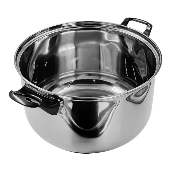 Olla baja con tapa de vidrio 24 x 13 cm acero inoxidable Qualite Basic MOD. A04 (6)