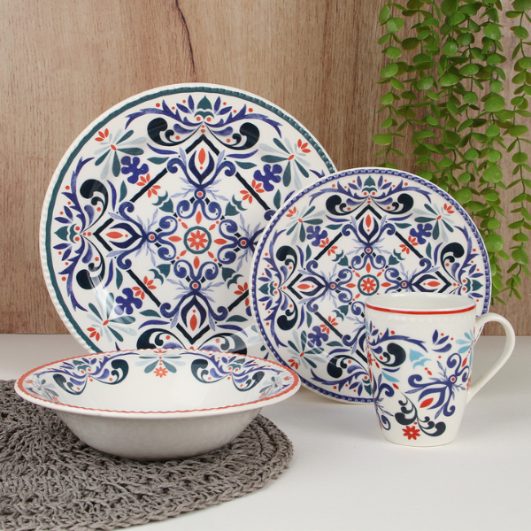 Vajilla de cerámica 16 piezas Antonella Corona. MOD. VL108F040116LC