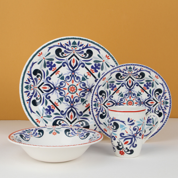 Vajilla de cerámica 16 piezas Antonella Corona. MOD. VL108F040116LC