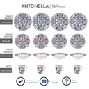 Vajilla de cerámica 16 piezas Antonella Corona. MOD. VL108F040116LC