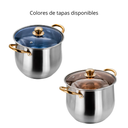 Olla alta de acero inoxidable con tapa de vidrio 7.3 L 24x19 cm Qualite Basic MOD. A06 (8/12)