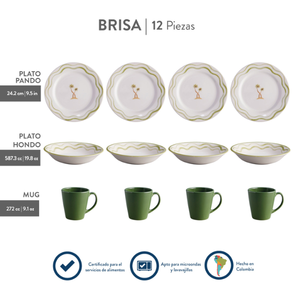 Vajilla de cerámica 12 piezas Brisa Corona MOD. VL177I040112 (2)