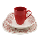 Vajilla de cerámica de 9 piezas Martina Corona cuadrada roja