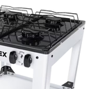 Parrilla de gas 4 quemadores con estante blanco armable con cubierta esmaltada AlfaMex