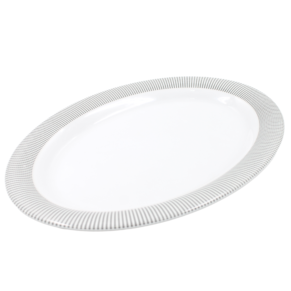Plato oval 14" 36 cm melamina Premium Elegantza Gris