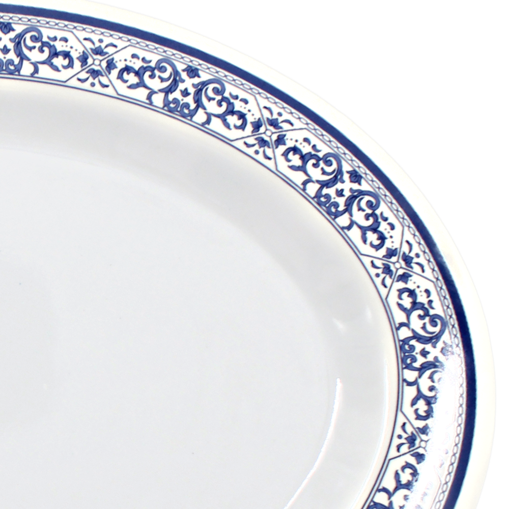 Plato oval 14" melamina talavera azul