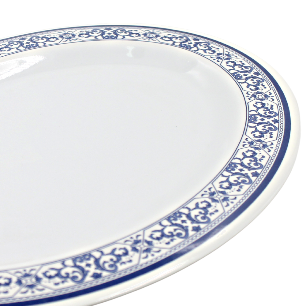Plato oval 14" melamina talavera azul