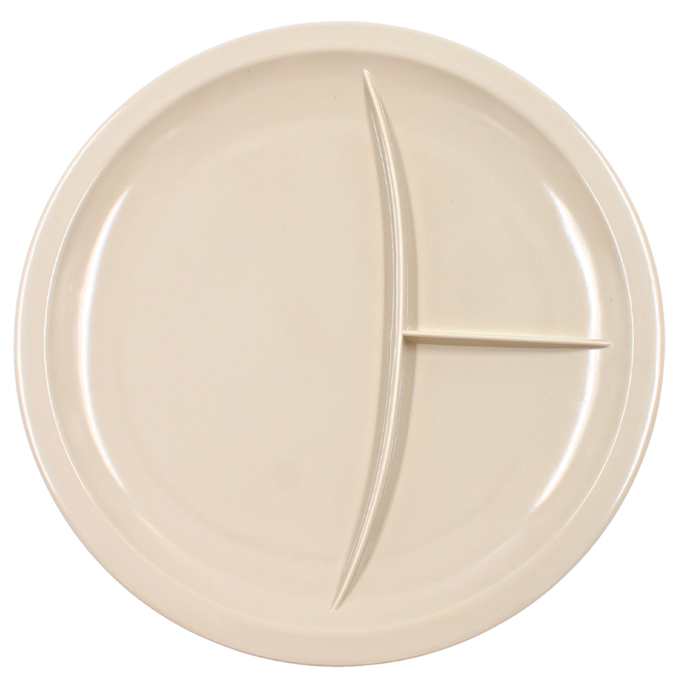 Plato trinche con 3 divisiones 10" 25 cm melamina beige