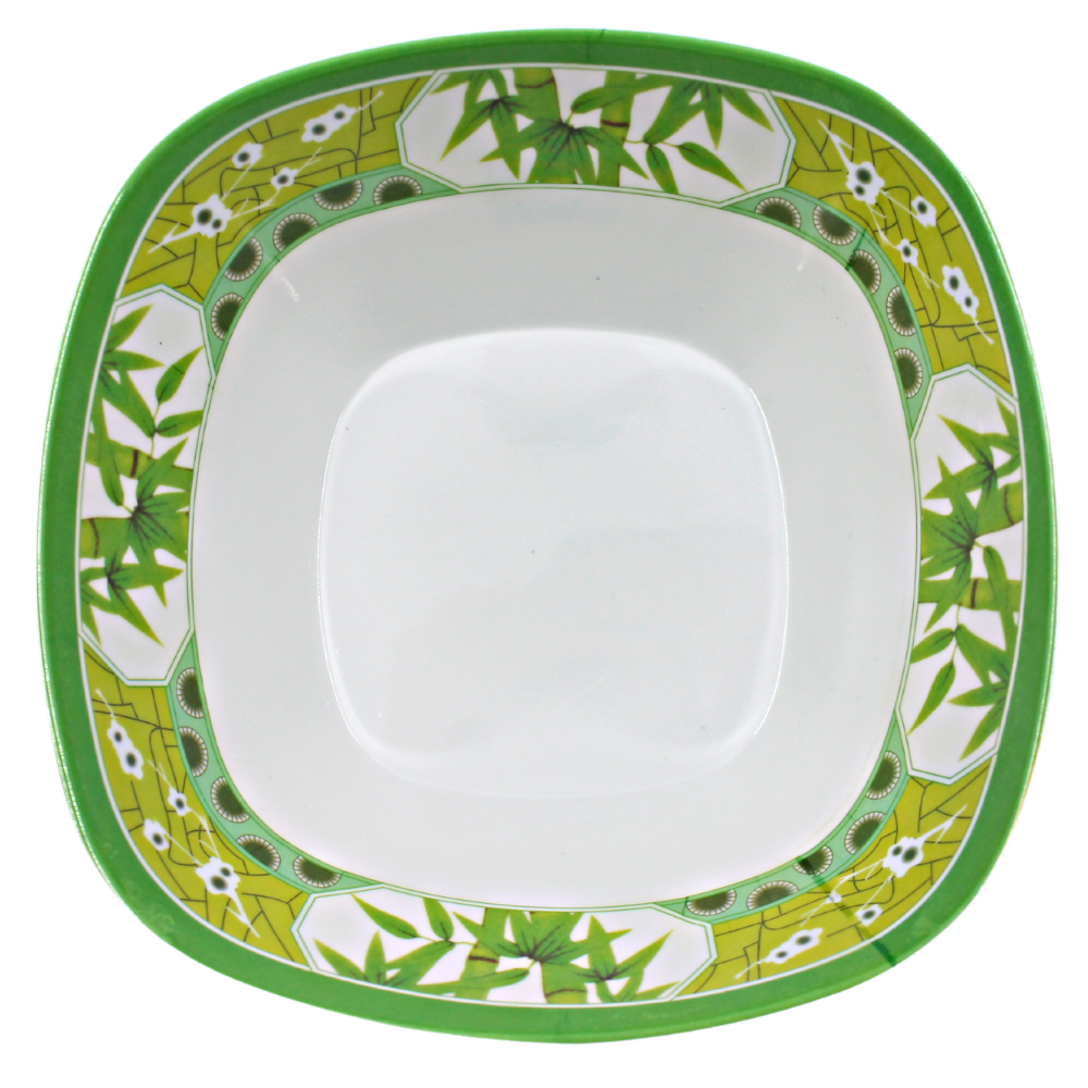 Tazón cuadrado sopero 6" 15 cm melamina Bambú Verde Clorofila