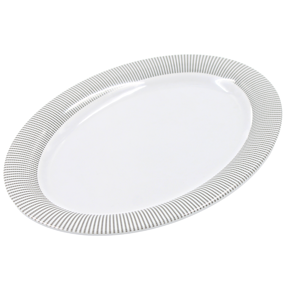 Plato Ovalado 12" 30 cm melamina Premium Elegantza Gris