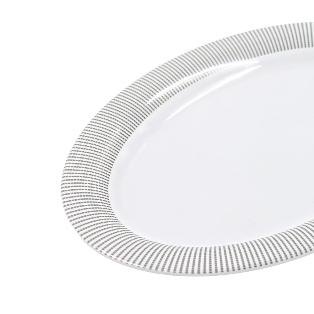 Plato Ovalado 12" 30 cm melamina Premium Elegantza Gris