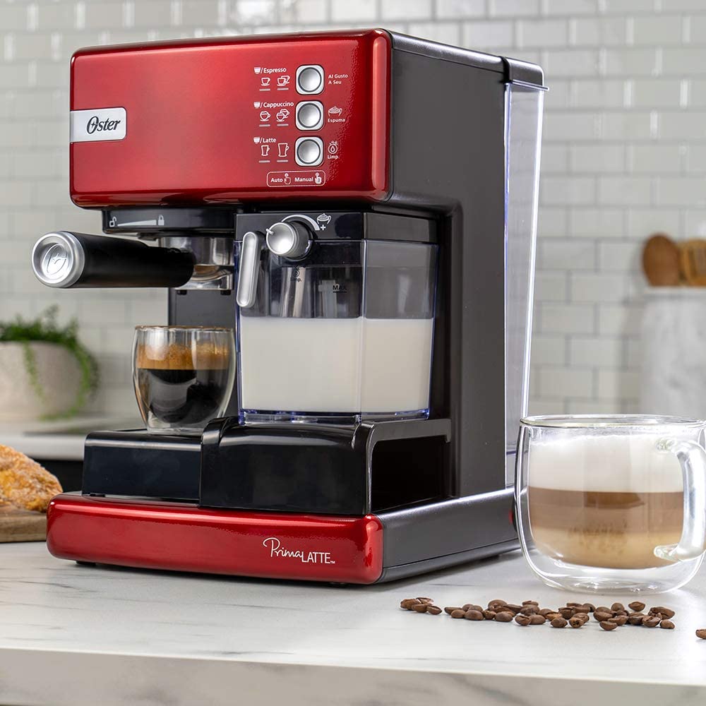 Cafetera automática de espresso roja Prima Latte Oster