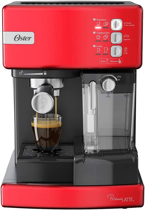 Cafetera automática de espresso roja Prima Latte Oster(BAJA)