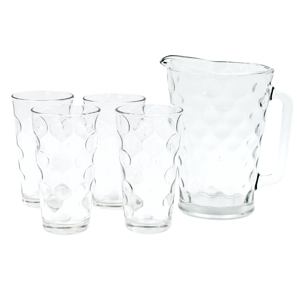 Juego de Agua 5 piezas Jarra y 4 vasos Bora(ONE SHOT)
