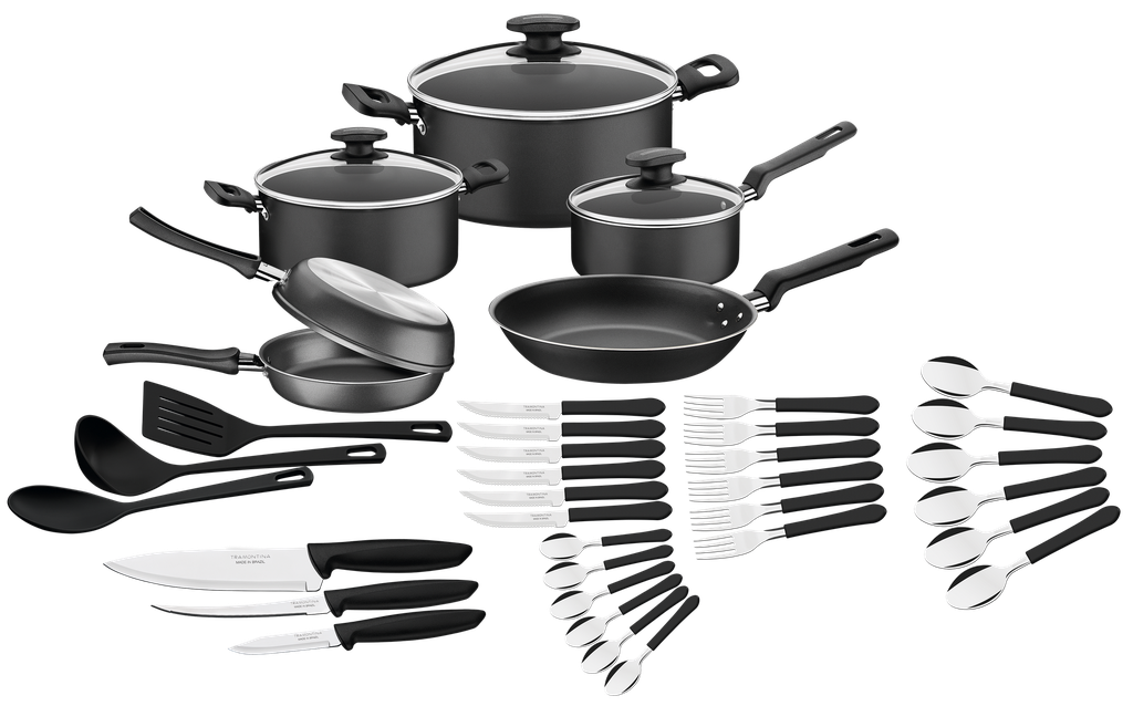 Batería de Cocina de 38 piezas Berlin Negro Tramontina