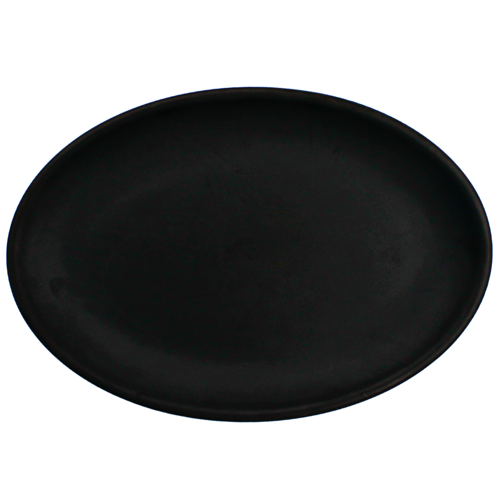 Plato ovalado 35 cm melamina negra mate