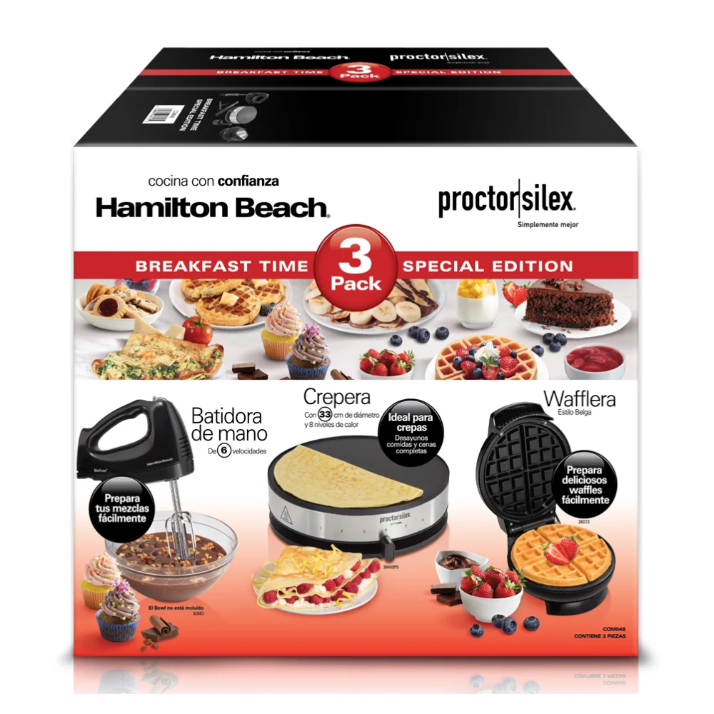 Combo batidora waflera y crepera Hamilton Beach Proctor Silex(BAJA)