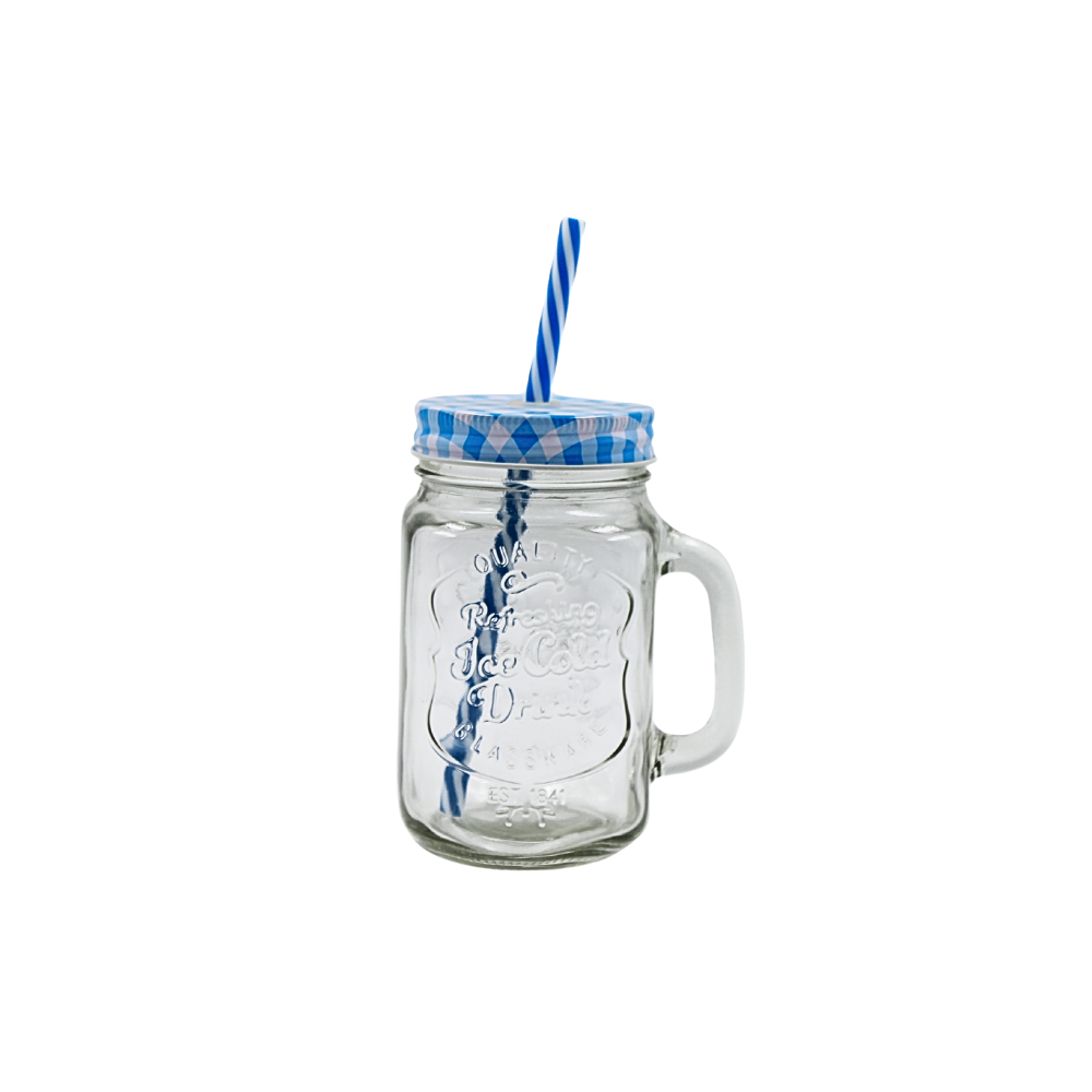 Mason Jar Labrado tapa mantel y popote 480 ml (BAJA)
