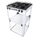 Parrilla de gas 4 quemadores con estante blanco armable con cubierta esmaltada AlfaMex