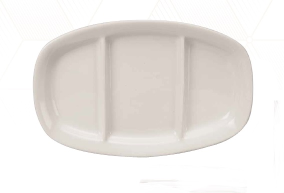 Platon Rectangular Con 3 Cavidades 13 Pulg. 33 Cm Azul Cobalto / Blanco