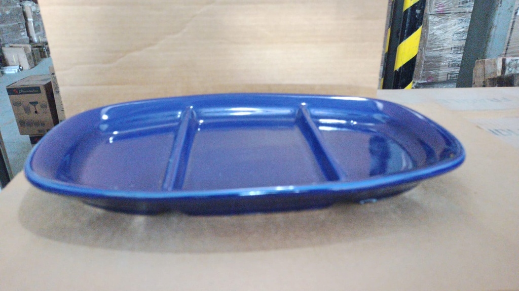 Platon Rectangular Con 3 Cavidades 13 Pulg. 33 Cm Azul Cobalto