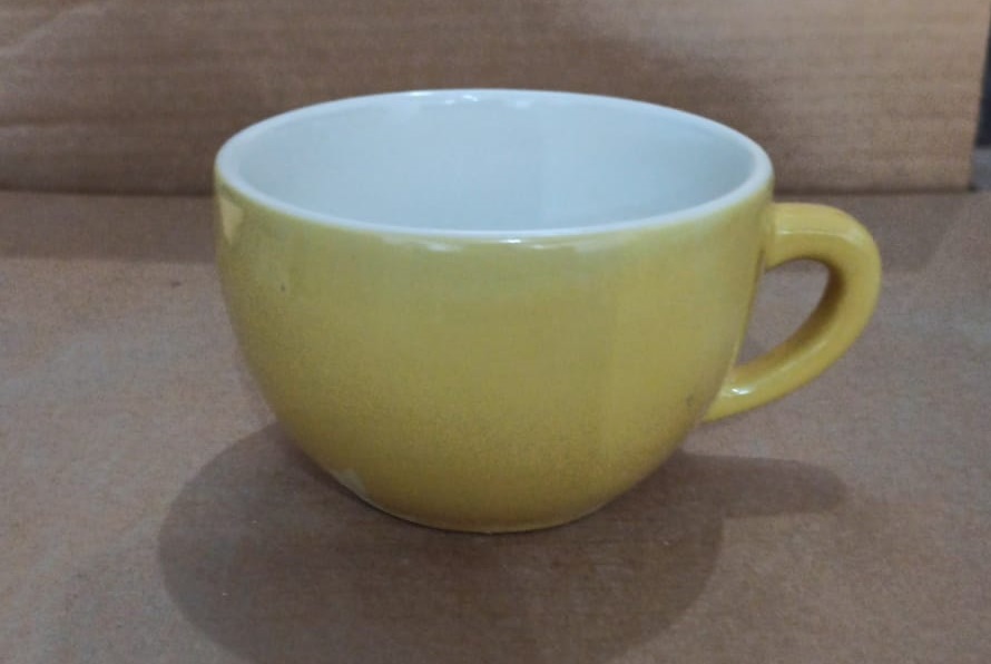 Taza Latte Barista Cappucino 12 oz Mostaza/ Blanco