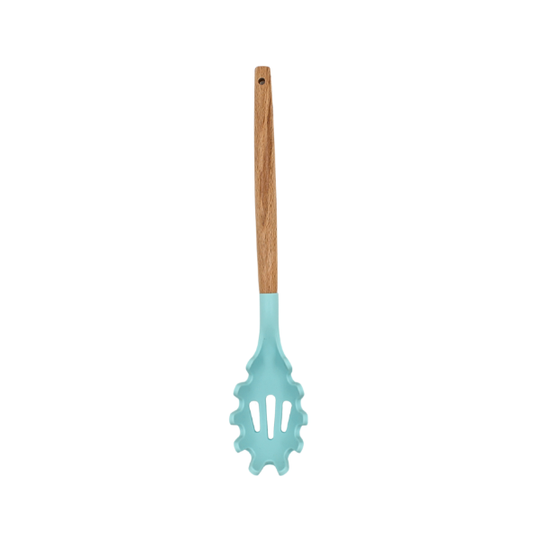 Cuchara para servir spaguetti Rosa con mango de madera y punta de silicón@