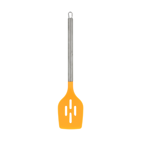 Volteador Ranurado Naranja con mango de acero y punta de silicón@
