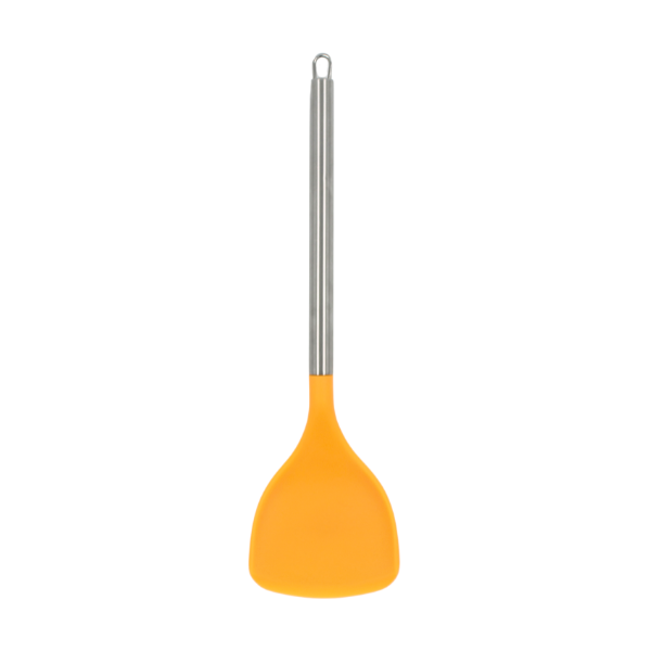 Cuchara plana Naranja con mango de acero y punta de silicon@